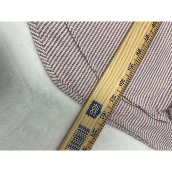 Shore Club Mens Pale Pink Blue Stripes Button Down Shirt Size M Short Sleeve - Picture 10 of 12